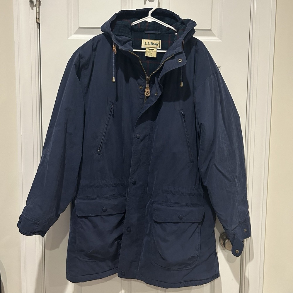Vintage 80s LL Bean Men's XLT Blue Mountain Parka Wool Lined Hooded Full Zip EUC